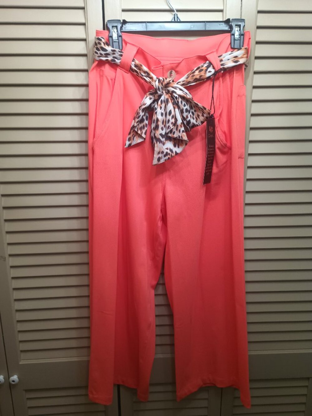 DG2 Cabana Knit Twill Wide-leg Crop Pull on Pants Orange Sz 12
